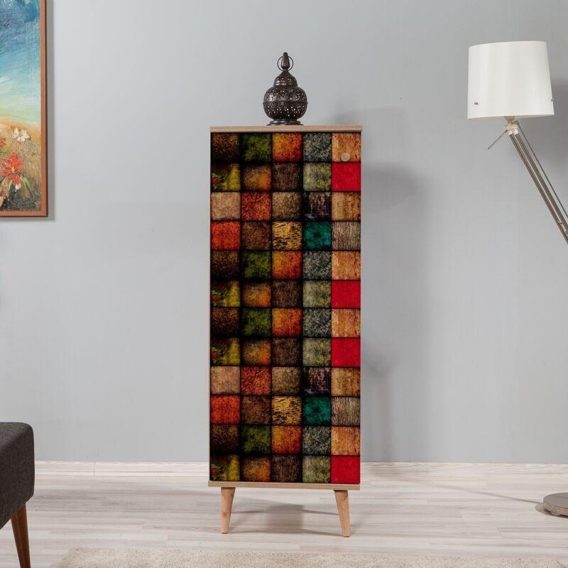 Çok Renkli Melamin Kaplı Desenli Ayakkabılık - 50x135 cm - 120077