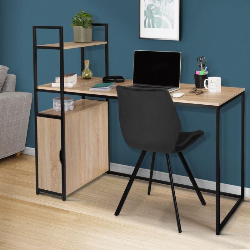 Çok Renkli Metal Dolaplı Kitaplıklı Bilgisayar Masası-135x64x120 cm - 115103