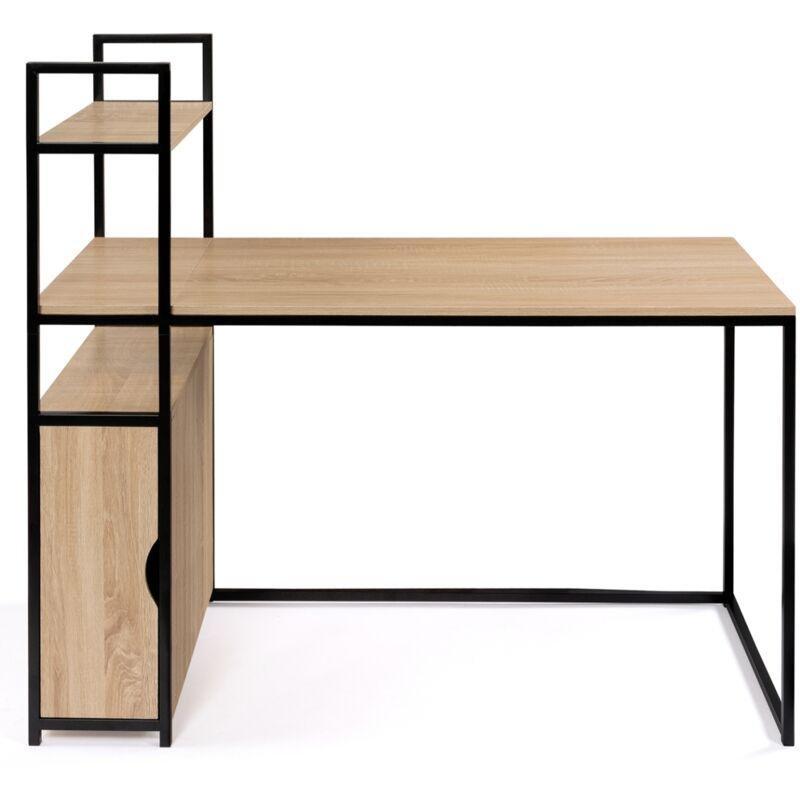 Çok Renkli Metal Dolaplı Kitaplıklı Bilgisayar Masası-135x64x120 cm - 115103