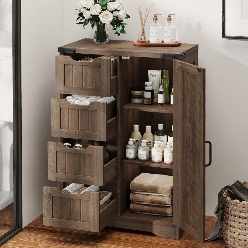 Country Endüstriyel Ahşap Ayarlanabilir Raflı Country Banyo Dolabı-83x55x30 cm - 114124