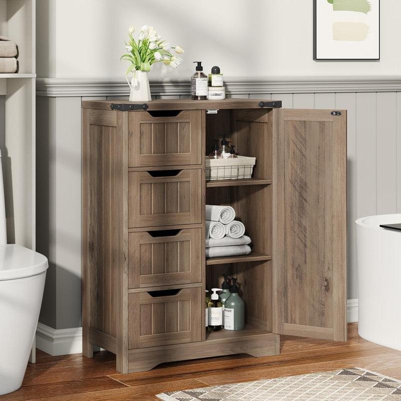 Country Endüstriyel Ahşap Ayarlanabilir Raflı Country Banyo Dolabı-83x55x30 cm - 114124