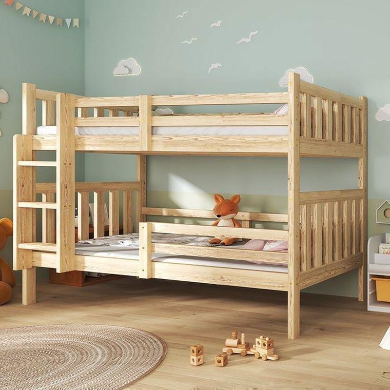 Doğal Ahşap Masif Çam Ayrılabilen Korumalı Ranza - 90x190 cm - 125677