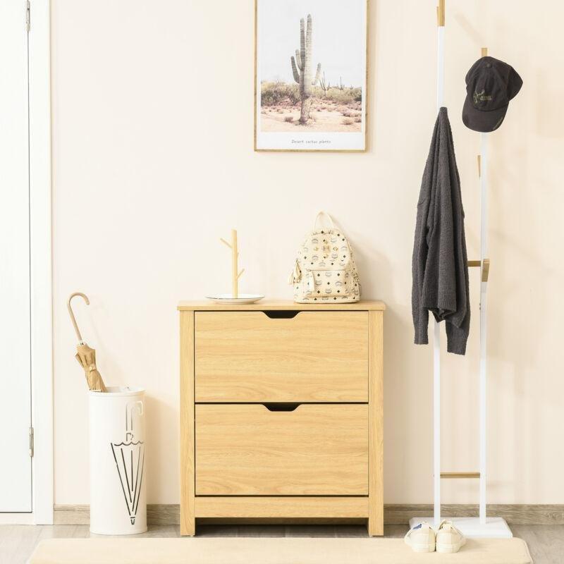 Doğal Ahşap Rengi 2 Düşer Kapaklı Bölmeli Ayakkabılık - 72x26x80 cm - 119340