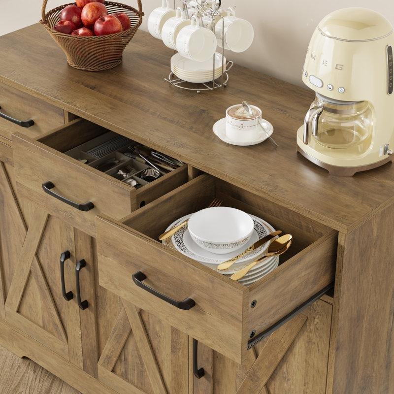 Doğal Ahşap Rengi MDF 3 Çekmeceli X Desenli Konsol - 108x39x81 cm - 128854