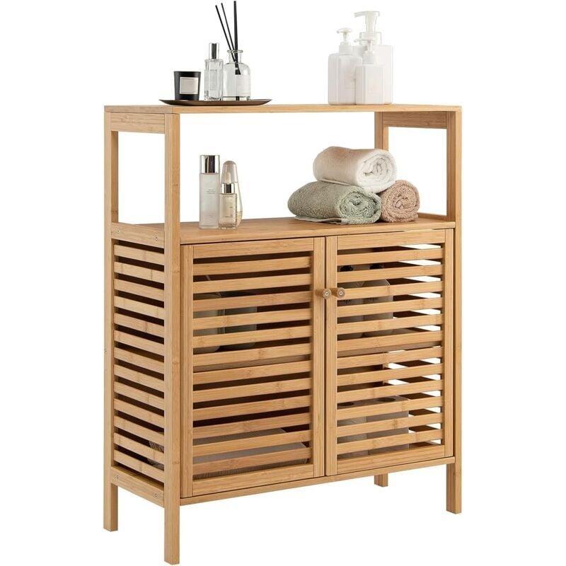 Doğal Bambu Raflı Banyo Dolabı-64x28x80 cm - 113944