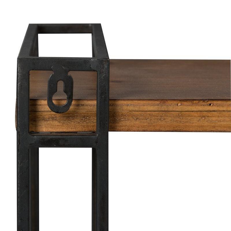Doğal Çam ve Siyah Metal 3 Raflı Duvara Monte Kitaplık - 78x67x19 cm - 141814