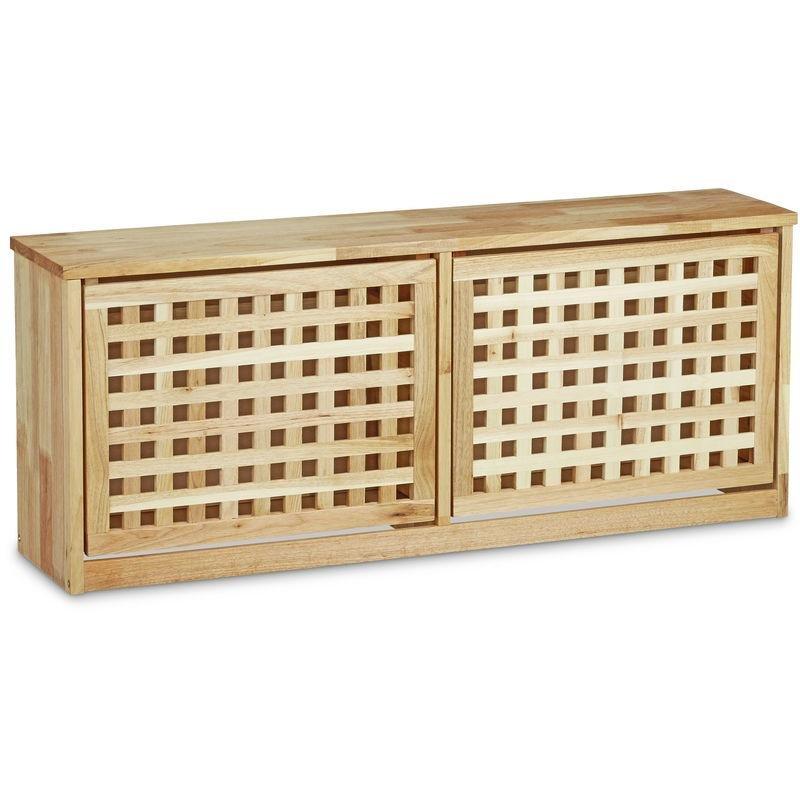 Doğal Ceviz Ahşap ve MDF Oturaklı Düşer Kapaklı Ayakkabılık Bench - 94x29x38 cm - 119211
