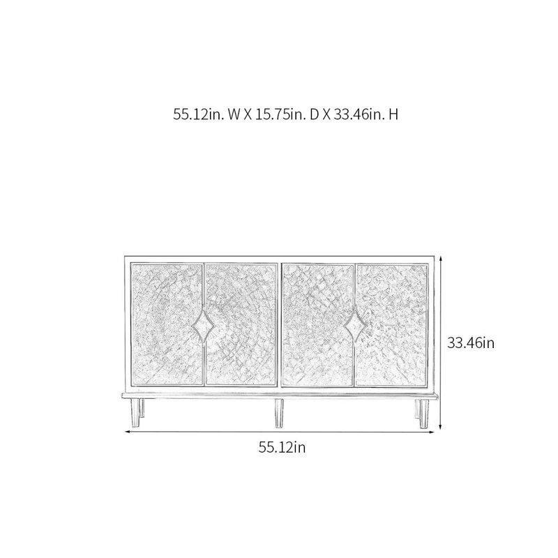 Doğal Deniz Kabuğu Detaylı Masif Ahşap Ayaklı Gold Konsol - 140x40x85 cm - 128983