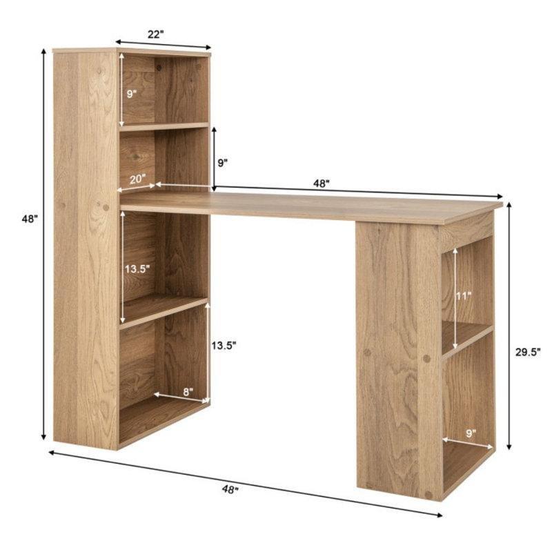Doğal Endüstriyel Ahşap Raflı Dikdörtgen Bilgisayar Masası-122x56x122 cm - 116721