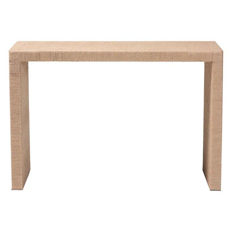 Doğal Kahverengi Jüt ve Ahşap Kaplama Dikdörtgen Rattan Dresuar - 120x46x82 cm - 132568