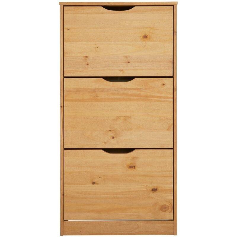 Doğal Masif Çam 3 Bölmeli Ayakkabılık - 59x25x116 cm - 120056