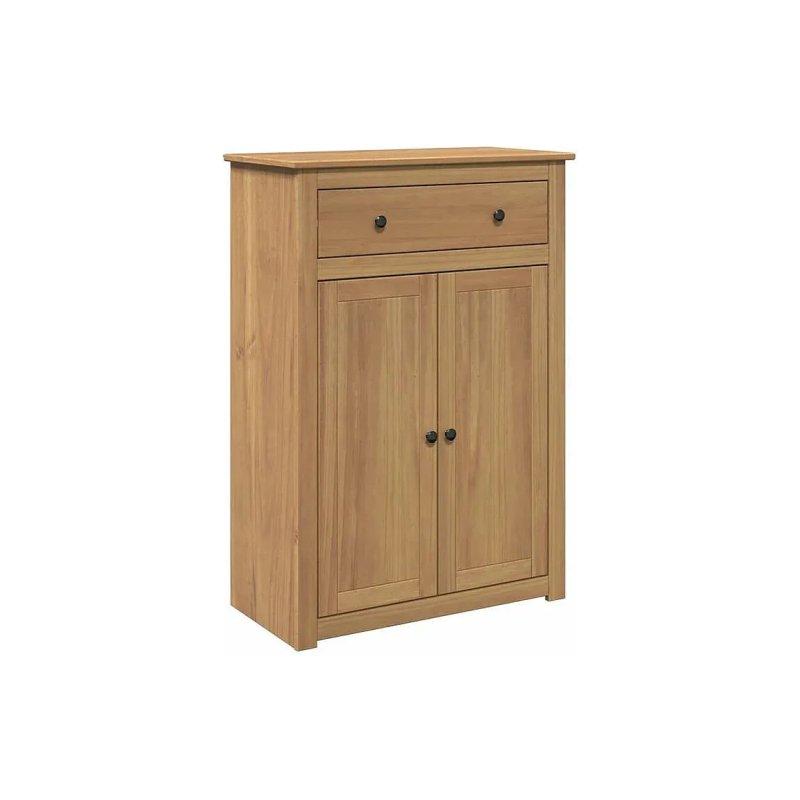 Doğal Masif Çam Ağacı Çekmeceli Kapaklı Ayakkabılık Dolap - 80x40x114 cm - 118423