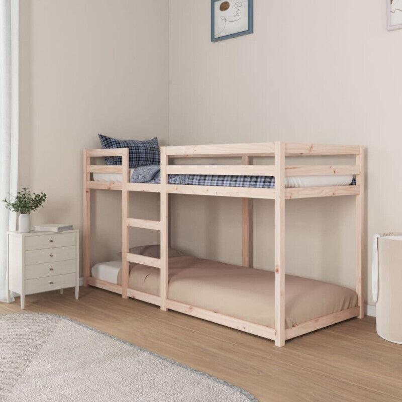 Doğal Masif Çam Ağacı Merdivenli Ranza - 80x200 cm - 125325