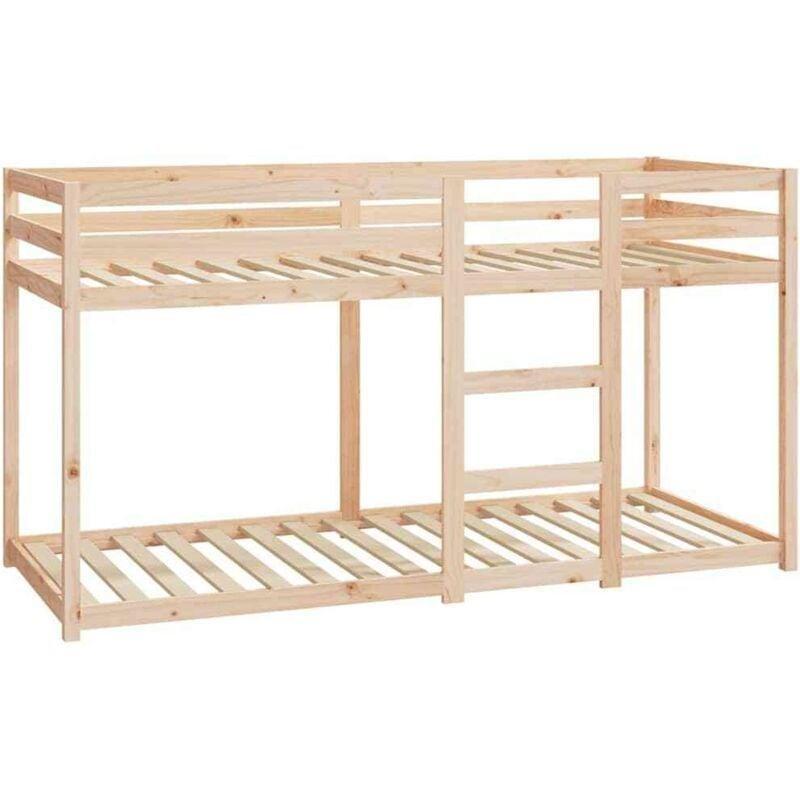 Doğal Masif Çam Ağacı Merdivenli Ranza - 80x200 cm - 125325
