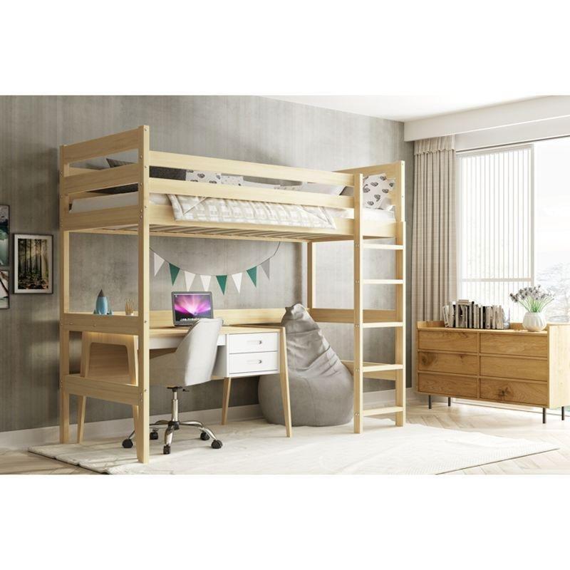 Doğal Masif Çam Güvenlik Bariyerli Altı Boş Ranza - 90x200 cm - 125875