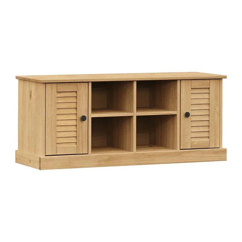 Doğal Masif Çam Panjur Kapaklı Ayakkabılık Bench - 106x35x40 cm - 118306