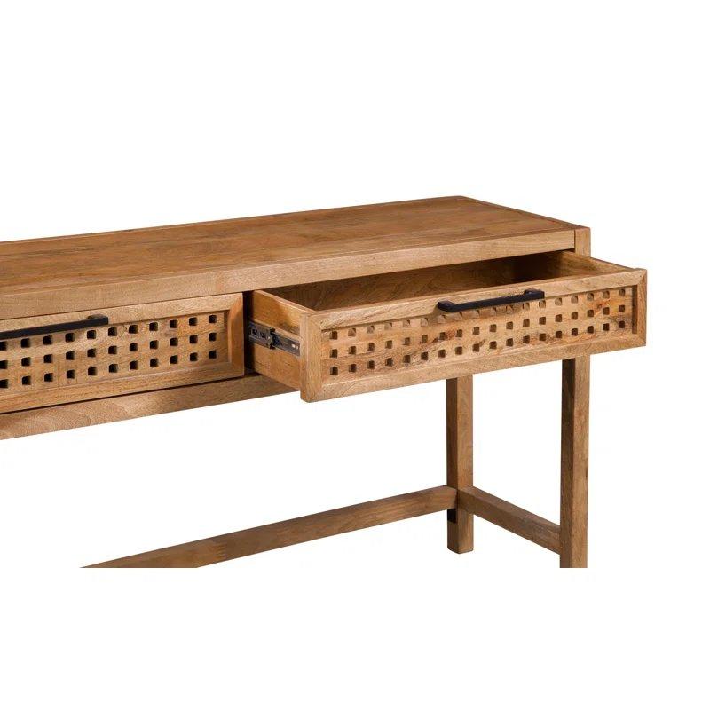 Doğal Masif Mango Ağacı 2 Çekmeceli Oymalı Bohem Dresuar - 153x43x77 cm - 131540