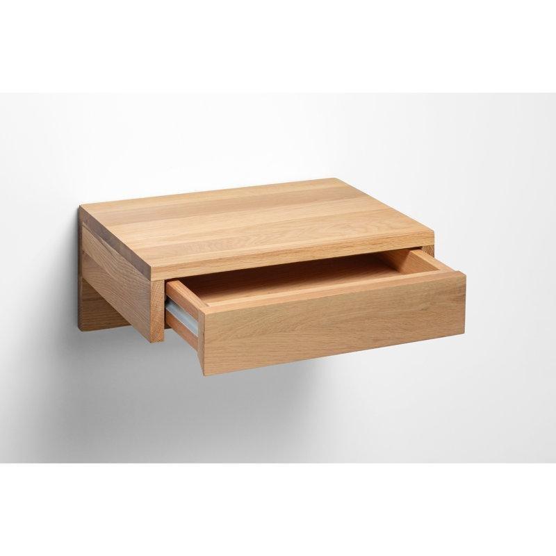 Doğal Meşe Masif Ahşap Tek Çekmeceli Duvara Monte Komodin - 40x30 cm - 127322