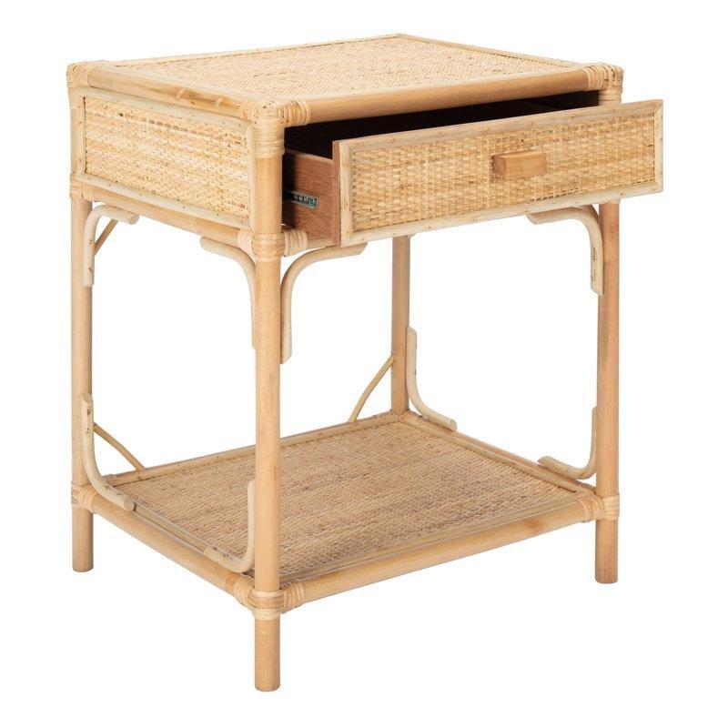 Doğal Rattan ve Ahşap Çekmeceli Raflı Komodin - 47x44x56 cm - 127256