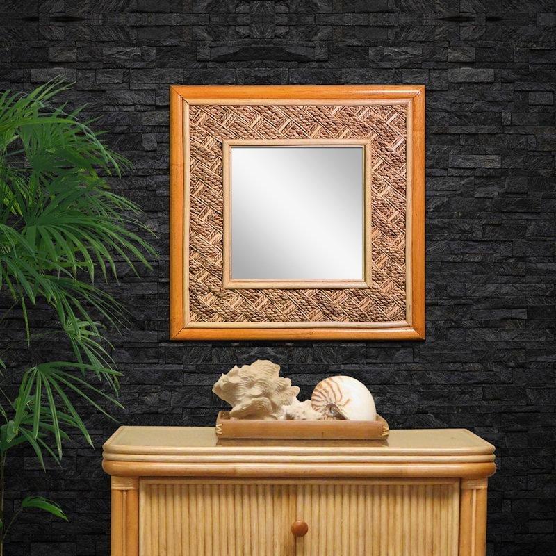 Doğal Rattan ve Cam Tablalı Geometrik Desenli İki Çekmeceli Komodin - 68x47x63 cm - 127268