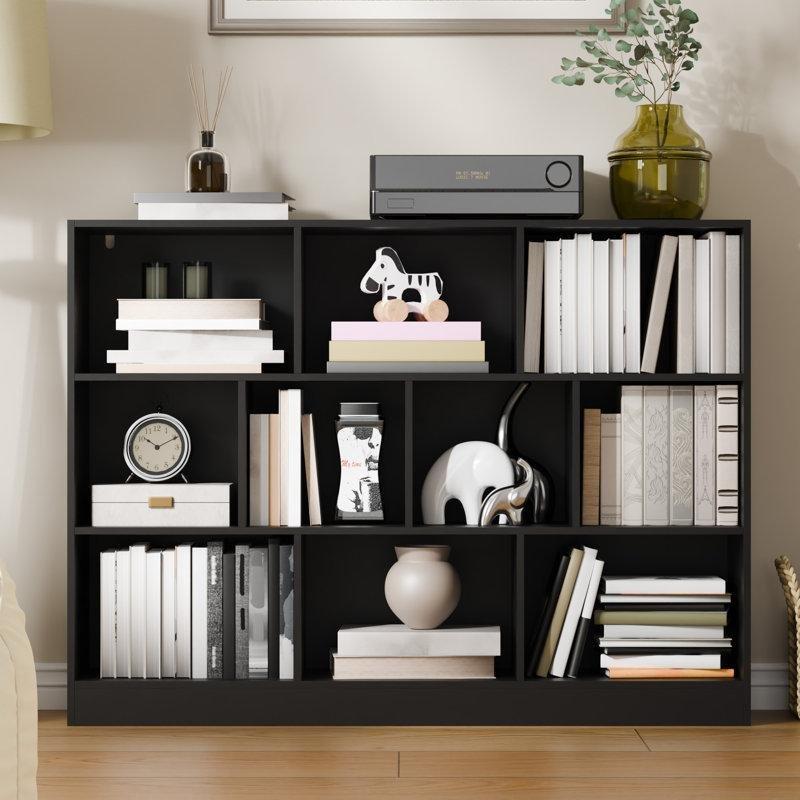 Endüstriyel Ahşap 10 Bölmeli 3 Katlı Geometrik Kitaplık - 141x105 cm - 142102