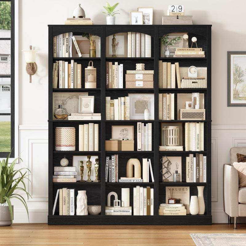 Endüstriyel Ahşap 18 Bölmeli Ayarlanabilir Raflı Geniş Kitaplık - 181x162 cm - 142123