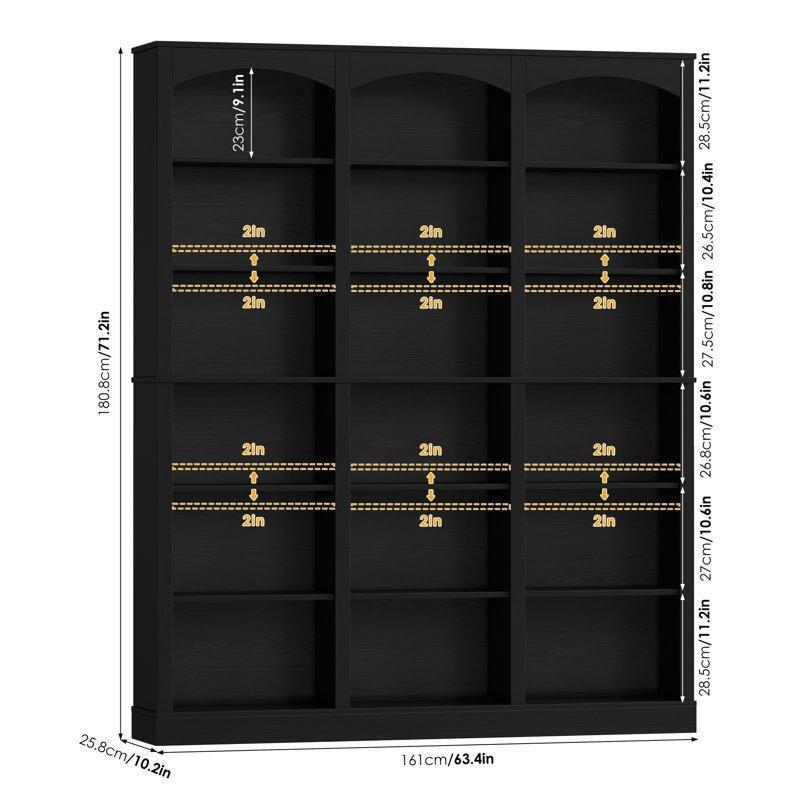 Endüstriyel Ahşap 18 Bölmeli Ayarlanabilir Raflı Geniş Kitaplık - 181x162 cm - 142123