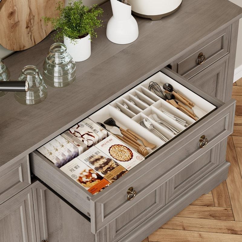 Endüstriyel Ahşap 3 Çekmeceli ve 4 Kapaklı Bronz Kulp Detaylı Konsol - 138x40x88 cm - 128593