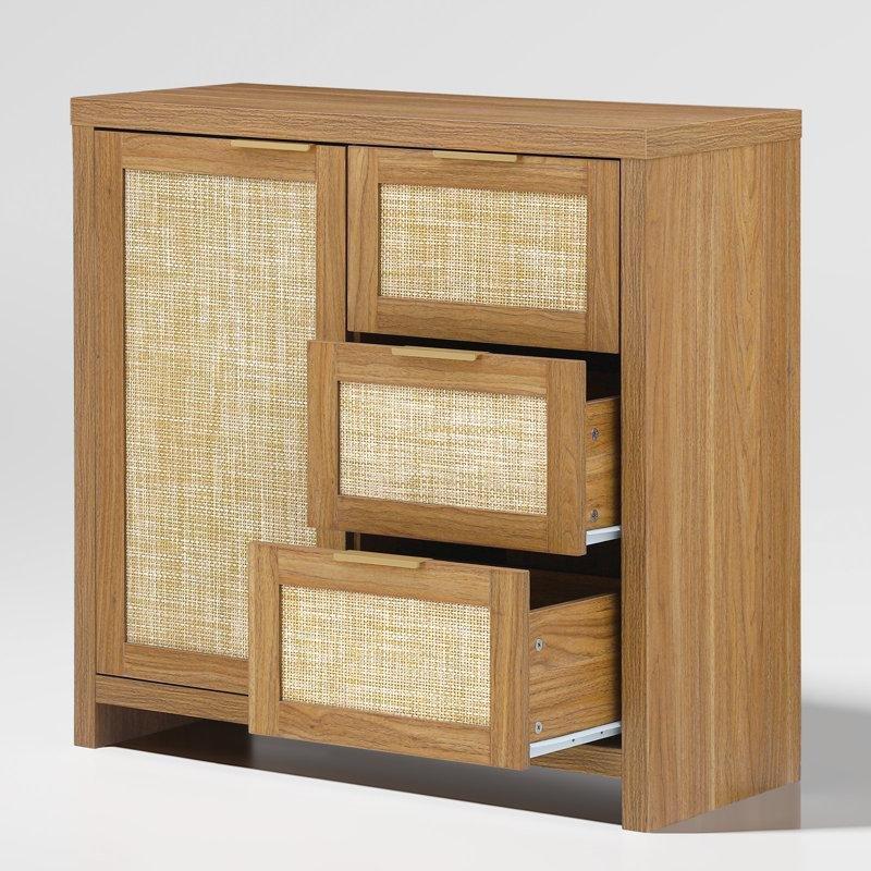 Endüstriyel Ahşap 3 Çekmeceli ve Tek Kapaklı Konsol - 87x35x84 cm - 128767