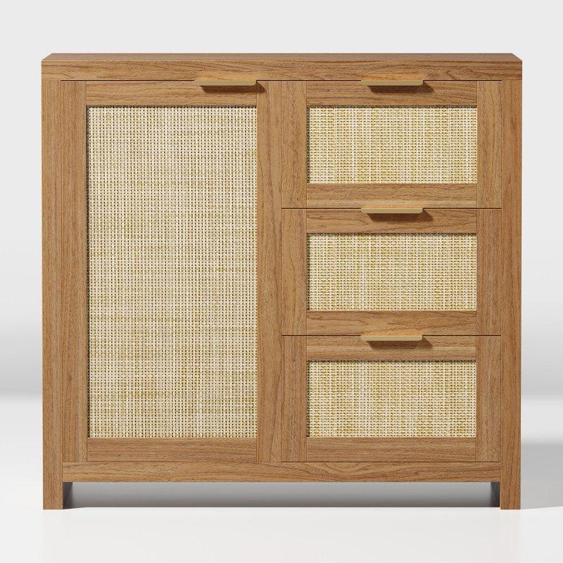 Endüstriyel Ahşap 3 Çekmeceli ve Tek Kapaklı Konsol - 87x35x84 cm - 128767