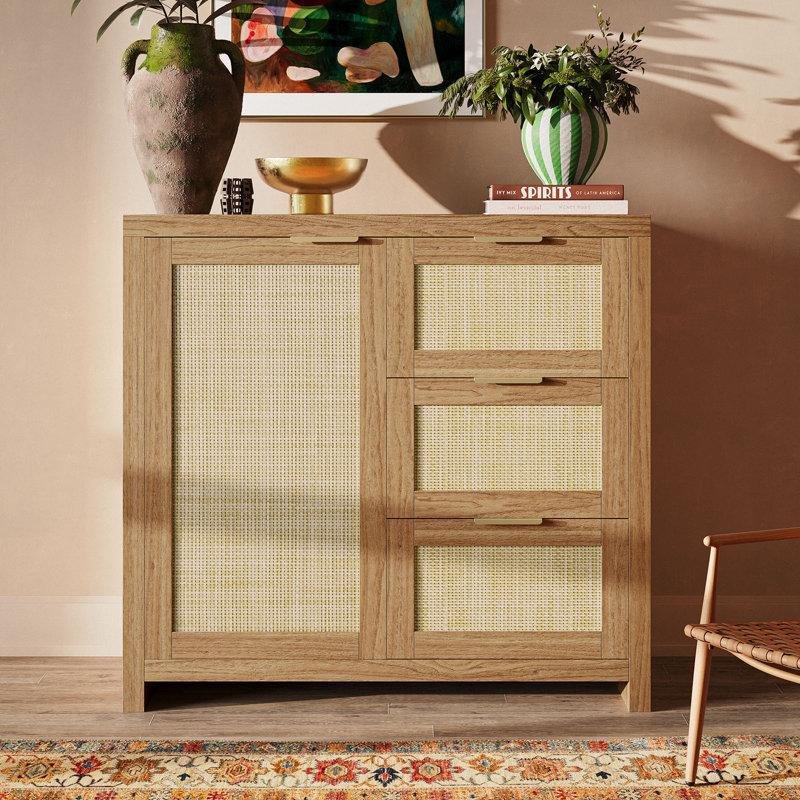 Endüstriyel Ahşap 3 Çekmeceli ve Tek Kapaklı Konsol - 87x35x84 cm - 128767