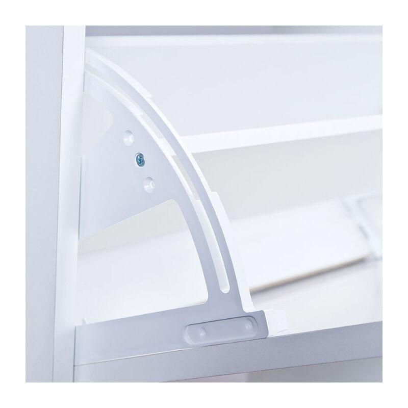 Endüstriyel Ahşap 4 Düşer Kapaklı Beyaz Ayakkabılık - 100x25x90 cm - 119391