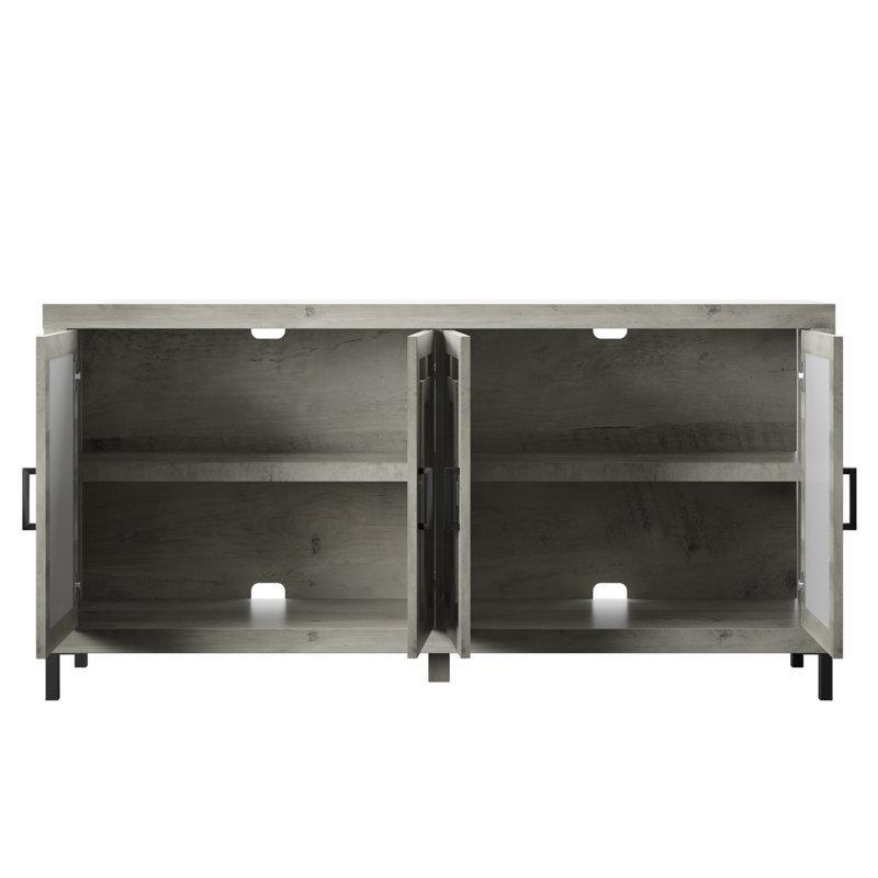 Endüstriyel Ahşap 4 Kapaklı Ayarlanabilir Raflı Aynalı Konsol - 161x40x82 cm - 128920