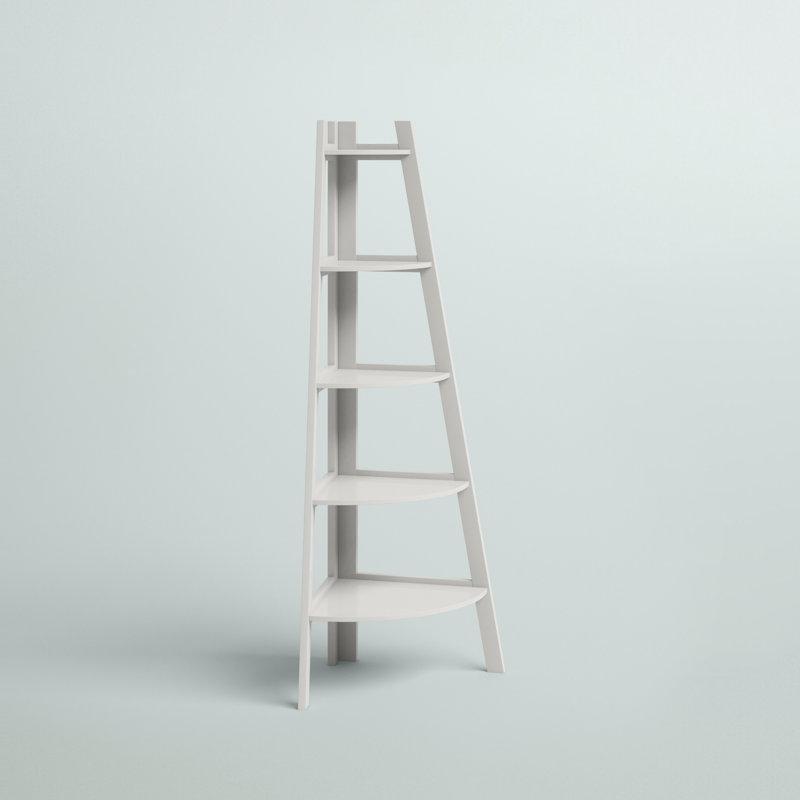 Endüstriyel Ahşap 5 Raflı Merdiven Tasarımlı Köşe Kitaplık - 161x68x50 cm - 141934