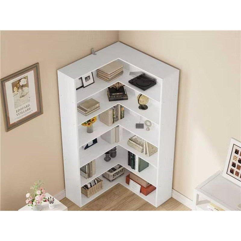 Endüstriyel Ahşap 6 Raflı Korumalı Köşe Kitaplık - 180x60x23 cm - 141901