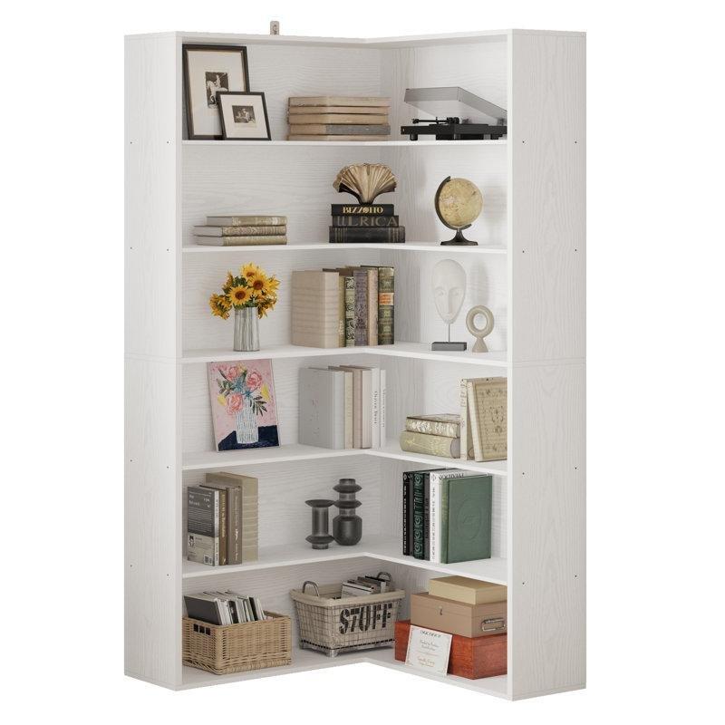 Endüstriyel Ahşap 6 Raflı Korumalı Köşe Kitaplık - 180x60x23 cm - 141901