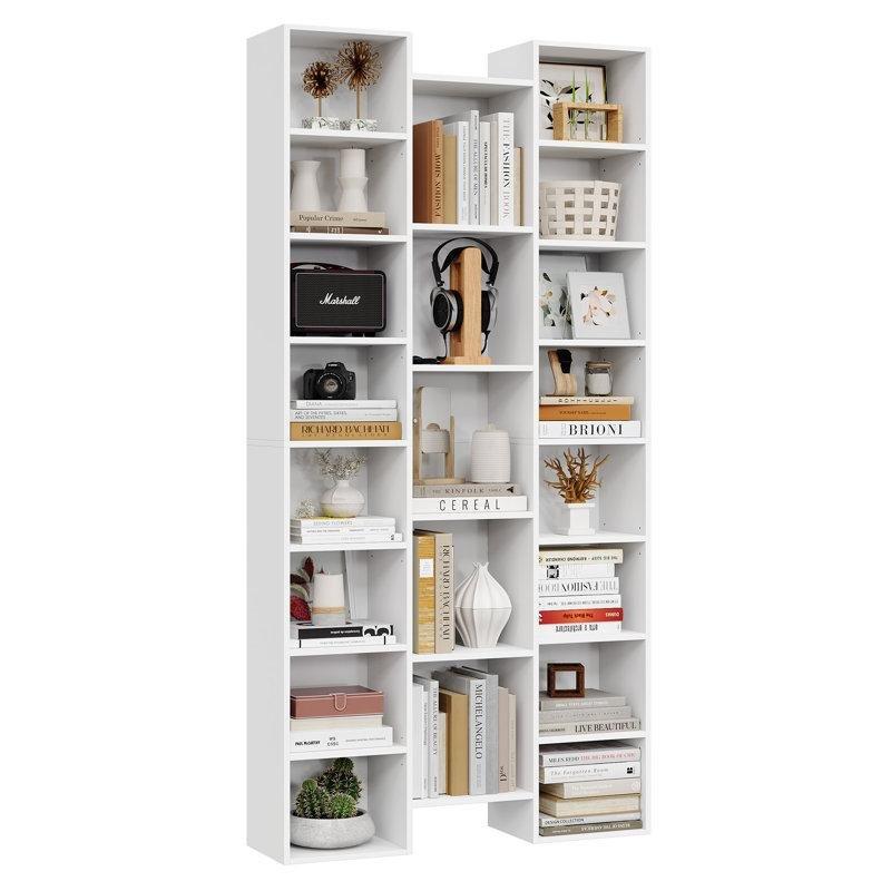 Endüstriyel Ahşap 8 Katlı 21 Bölmeli Ayarlanabilir Raf Kitaplık - 182x89x24 cm - 142069