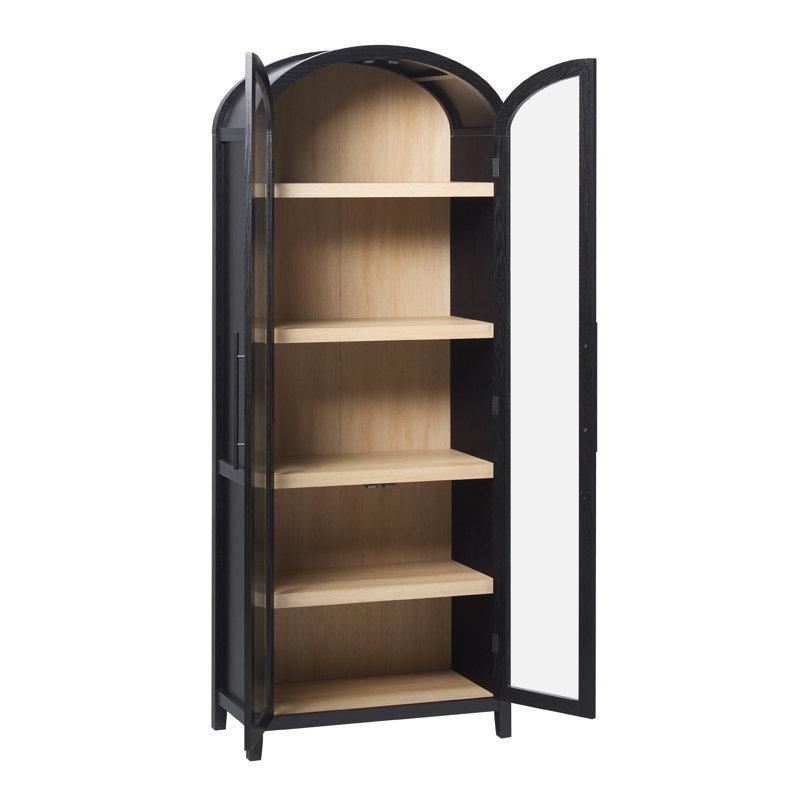 Endüstriyel Ahşap Cam Kapaklı Kemerli Tasarım Kitaplık - 194x77x39 cm - 141550