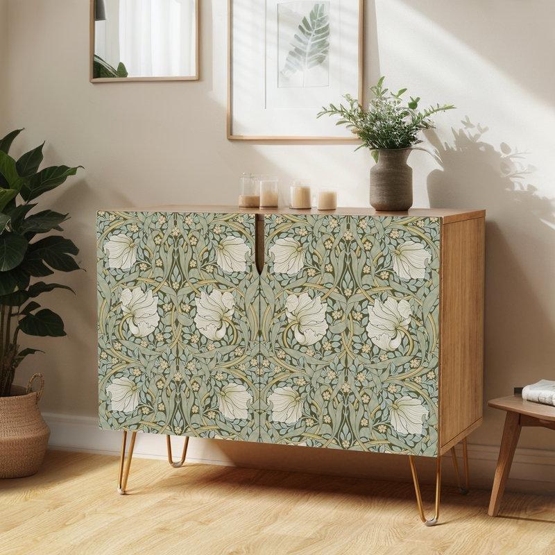 Endüstriyel Ahşap Çizilmeye Dayanıklı 2 Kapaklı Gold Konsol - 89x46x74 cm - 129028
