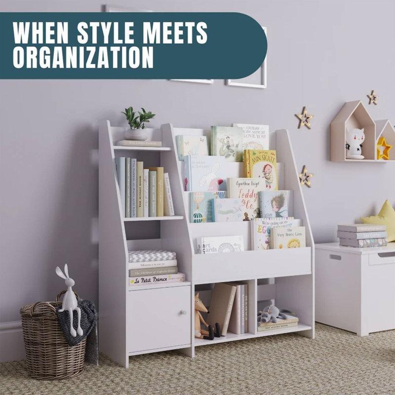 Endüstriyel Ahşap Çok Raflı Çocuk Odası Kitaplık - 95x30x101 cm - 141259