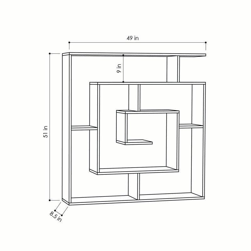 Endüstriyel Ahşap Geometrik Tasarım 6 Raflı Kitaplık - 125x128 cm - 142054