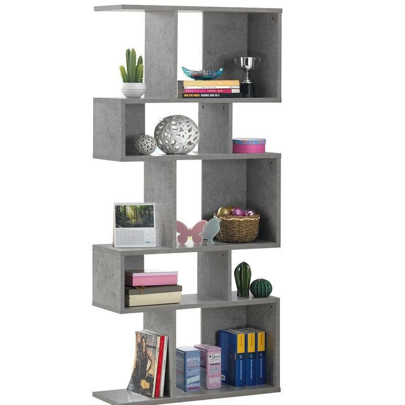 Endüstriyel Ahşap Geometrik Tasarım 6 Raflı Kitaplık - 178x79 cm - 141388