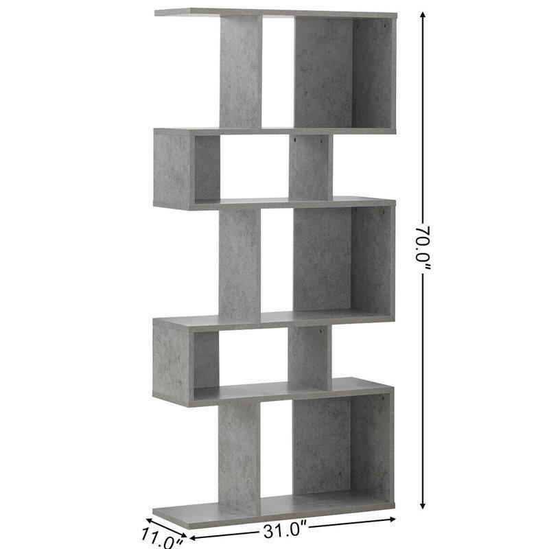 Endüstriyel Ahşap Geometrik Tasarım 6 Raflı Kitaplık - 178x79 cm - 141388