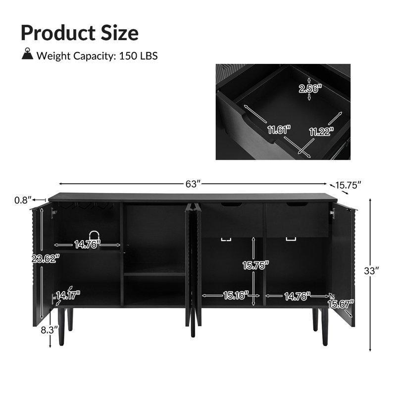 Endüstriyel Ahşap Gizli Çekmeceli Şaraplıklı Konsol - 161x84x41 cm - 129178
