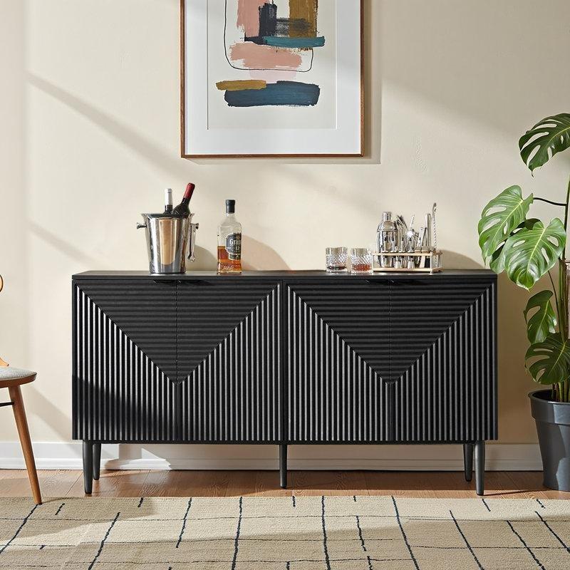 Endüstriyel Ahşap Gizli Çekmeceli Şaraplıklı Konsol - 161x84x41 cm - 129178