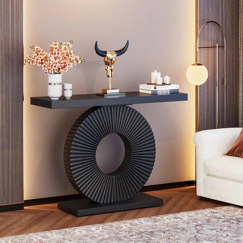 Endüstriyel Ahşap Halka Ayaklı Çizilmeye Dayanıklı Dresuar - 100x30x79 cm - 132956