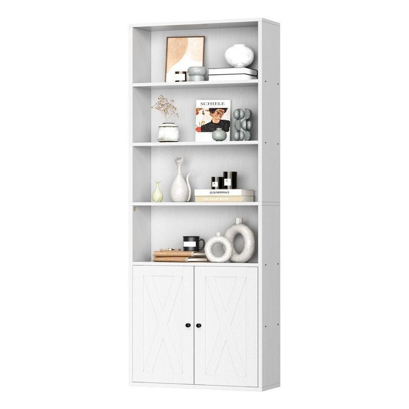 Endüstriyel Ahşap Kapaklı ve Raflı Kitaplık - 180x60x24 cm - 141700