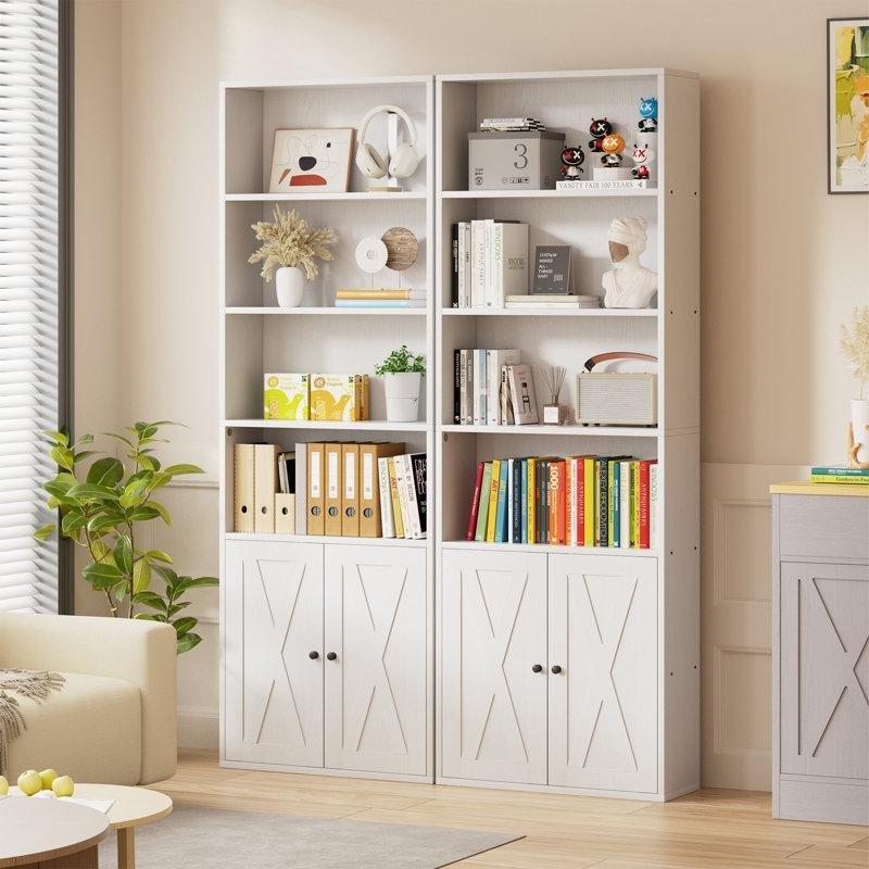 Endüstriyel Ahşap Kapaklı ve Raflı Kitaplık - 180x60x24 cm - 141700