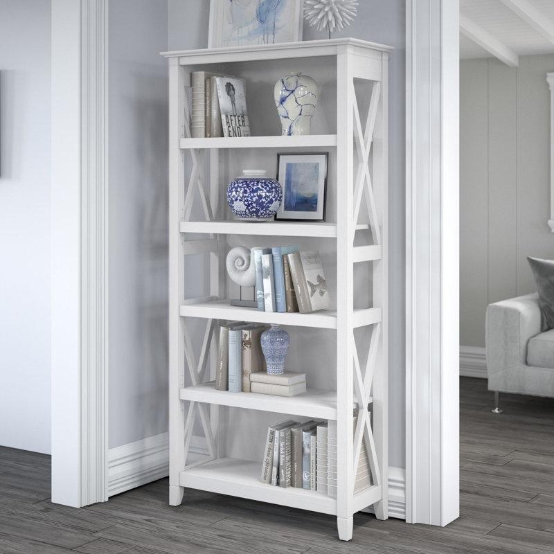 Endüstriyel Ahşap X Tasarımlı 5 Raflı Ayarlanabilir Kitaplık - 81x32x168 cm - 142075