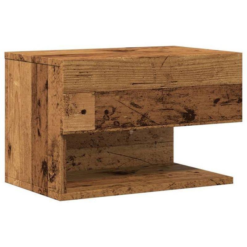 Eski Ahşap Rengi Endüstriyel Ahşap Duvara Monte Komodin - 46 x 30 x 30 cm - 127816